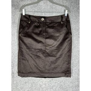 Sharagano Brushed Corduroy Pencil Skirt Womens Size 10 Stretch‎ Brown Pockets